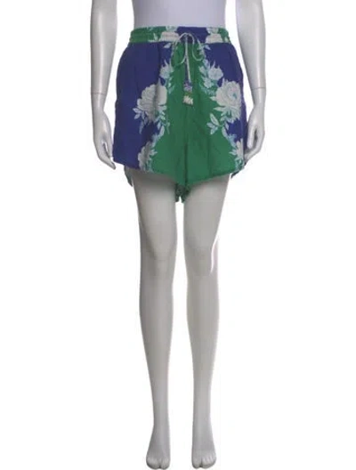 Pre-owned Farm Rio Linen Mini Shorts In Blue
