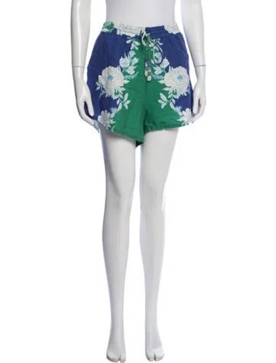 Pre-owned Farm Rio Linen Mini Shorts In Blue