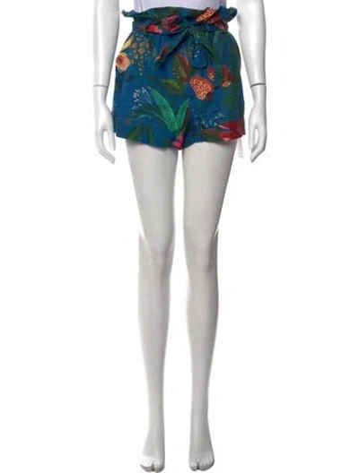 Pre-owned Farm Rio Linen Mini Shorts In Blue