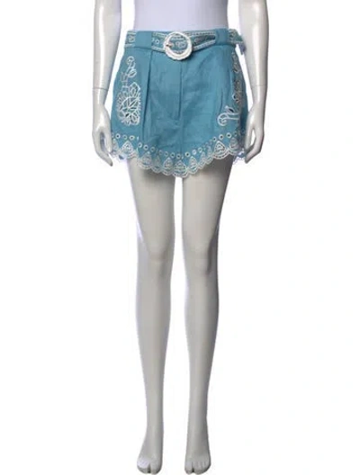 Pre-owned Farm Rio Linen Mini Shorts In Blue