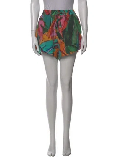 Pre-owned Farm Rio Linen Mini Shorts In Green