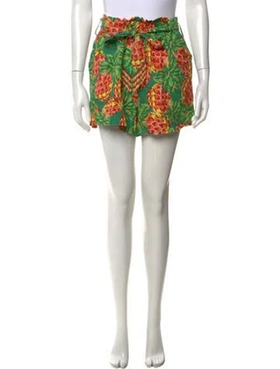 Pre-owned Farm Rio Linen Mini Shorts In Green