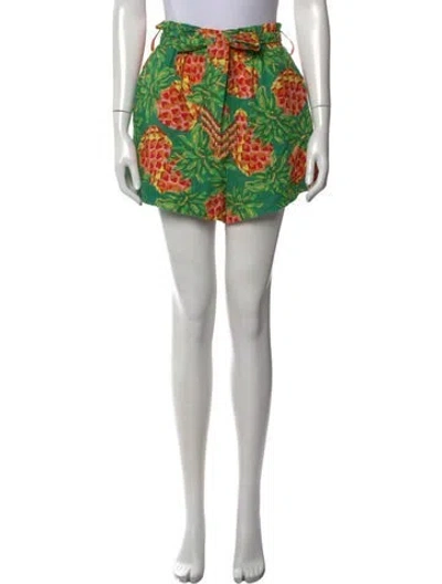 Pre-owned Farm Rio Linen Mini Shorts In Green