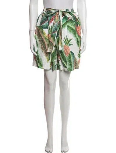 Pre-owned Farm Rio Linen Mini Shorts In Green