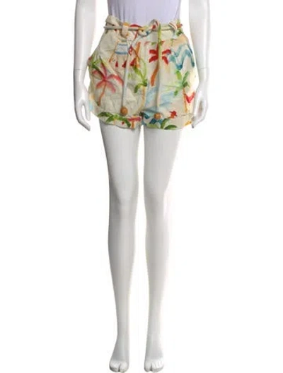 Pre-owned Farm Rio Linen Mini Shorts In Neutral