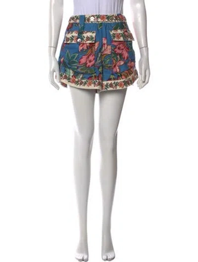 Pre-owned Farm Rio Linen Mini Shorts In Neutral