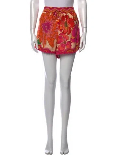 Pre-owned Farm Rio Linen Mini Shorts In Orange