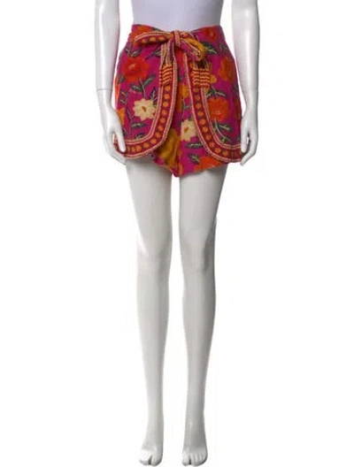 Pre-owned Farm Rio Linen Mini Shorts In Pink