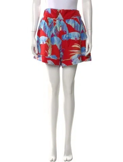 Pre-owned Farm Rio Linen Mini Shorts In Red