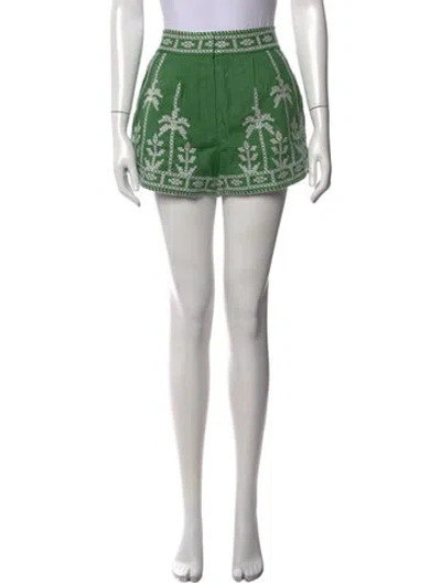 Pre-owned Farm Rio Linen Mini Shorts W/ Tags In Green