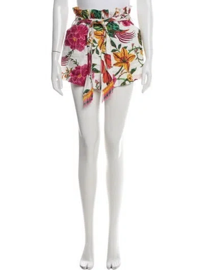 Pre-owned Farm Rio Linen Mini Shorts In White