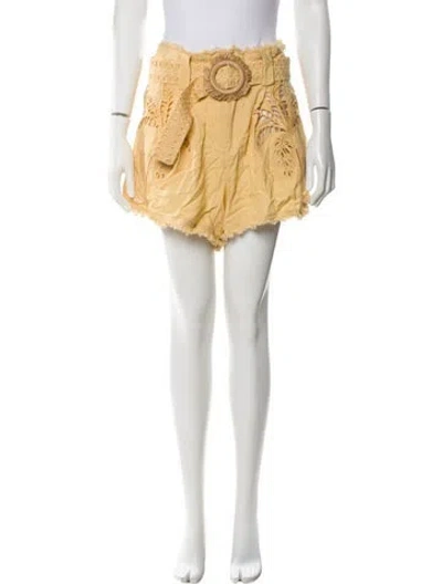 Pre-owned Farm Rio Linen Mini Shorts In Yellow