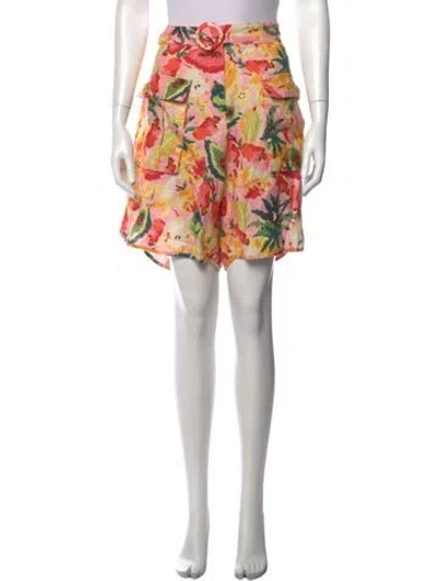 Pre-owned Farm Rio Linen Mini Shorts In Yellow