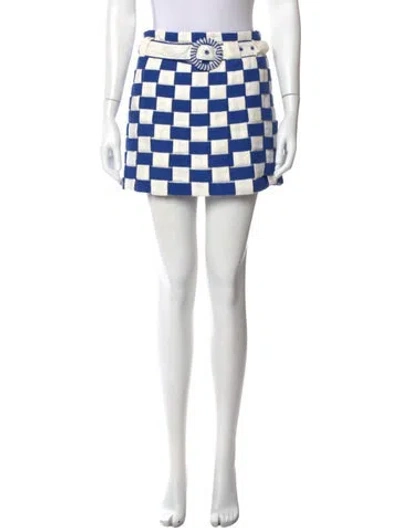 Pre-owned Farm Rio Linen Mini Skirt In Blue