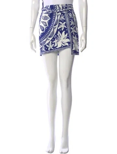 Pre-owned Farm Rio Linen Mini Skirt In Blue