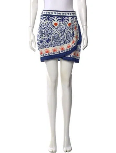Pre-owned Farm Rio Linen Mini Skirt In Blue