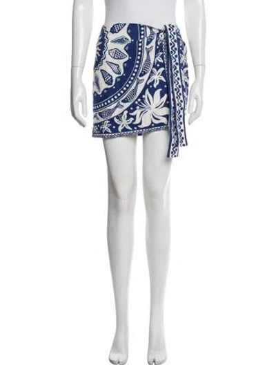 Pre-owned Farm Rio Linen Mini Skirt In Blue