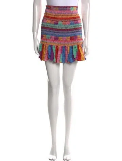 Pre-owned Farm Rio Linen Mini Skirt In Multi