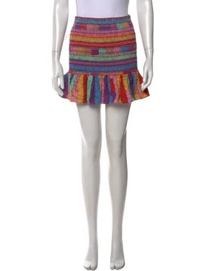 Pre-owned Farm Rio Linen Mini Skirt In Multi