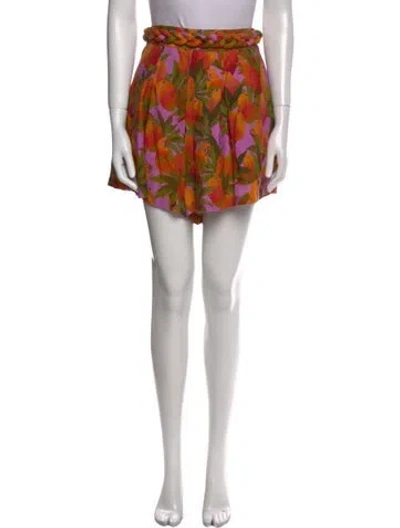 Pre-owned Farm Rio Linen Mini Skirt In Orange