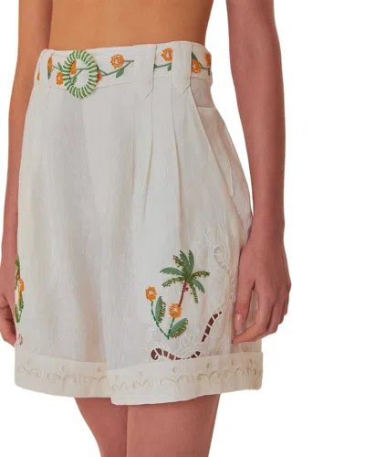 Farm Rio Linen Off-white Coconut Tree Embroidered Richel