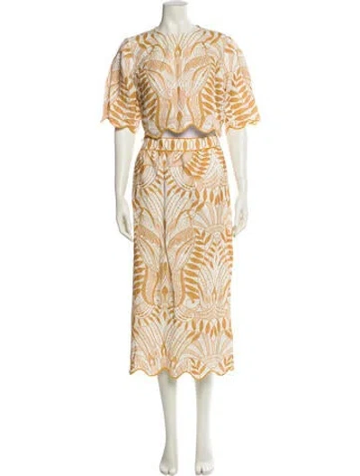 Pre-owned Farm Rio Linen Paisley Print Skirt Set In Neutral