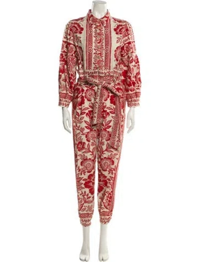 Pre-owned Farm Rio Linen Printed Jumpsuit