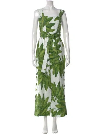 Pre-owned Farm Rio Linen Printed Jumpsuit In Multi