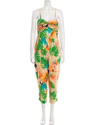 Pre-owned Farm Rio Linen Printed Jumpsuit In Multi