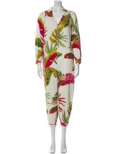 Pre-owned Farm Rio Linen Printed Jumpsuit In Multi
