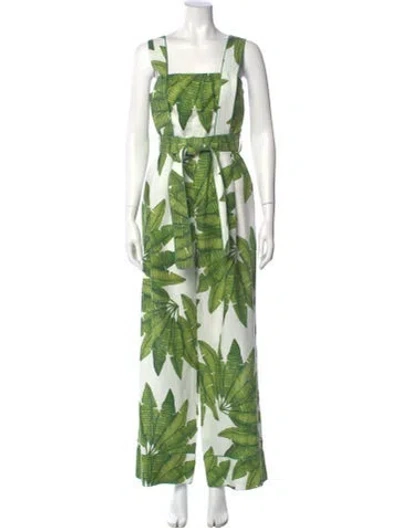 Pre-owned Farm Rio Linen Printed Jumpsuit In Neutral