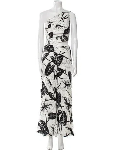 Pre-owned Farm Rio Linen Printed Jumpsuit In White