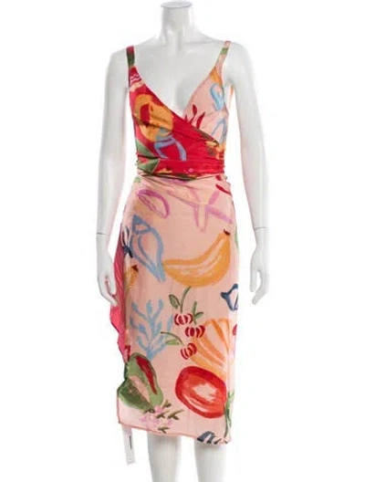 Pre-owned Farm Rio Linen Printed Nightgown In Red