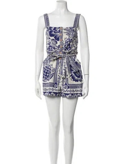 Pre-owned Farm Rio Linen Printed Romper