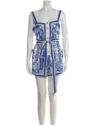 Pre-owned Farm Rio Linen Printed Romper