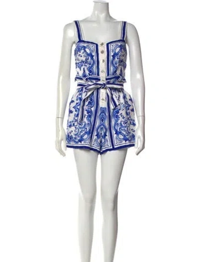 Pre-owned Farm Rio Linen Printed Romper