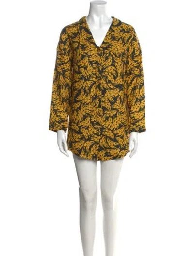 Pre-owned Farm Rio Linen Printed Romper In Black