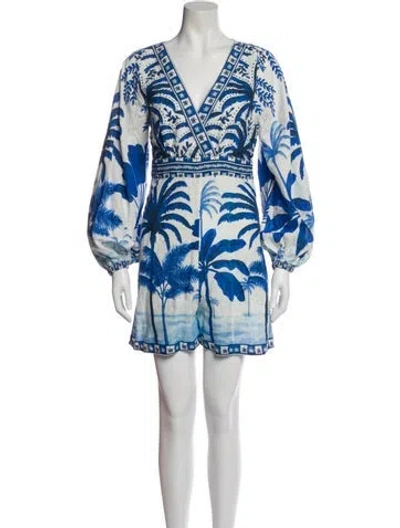 Pre-owned Farm Rio Linen Printed Romper In Multi