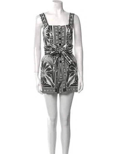 Pre-owned Farm Rio Linen Printed Romper In Multi