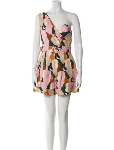 Pre-owned Farm Rio Linen Printed Romper In Multi