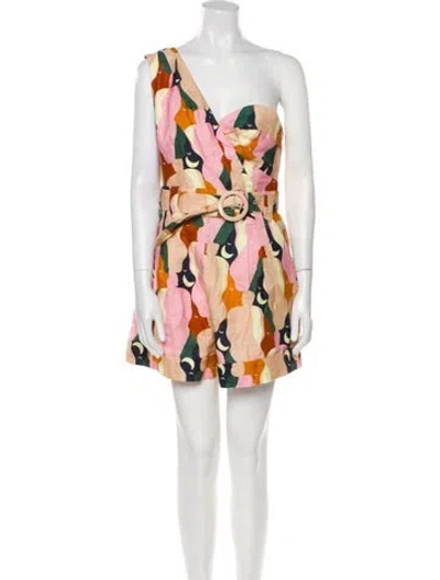 Pre-owned Farm Rio Linen Printed Romper In Pink