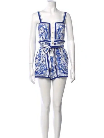 Pre-owned Farm Rio Linen Printed Romper W/ Tags