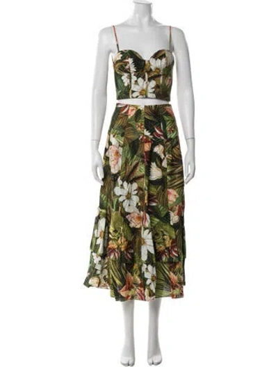 Pre-owned Farm Rio Linen Printed Skirt Set In Neutral