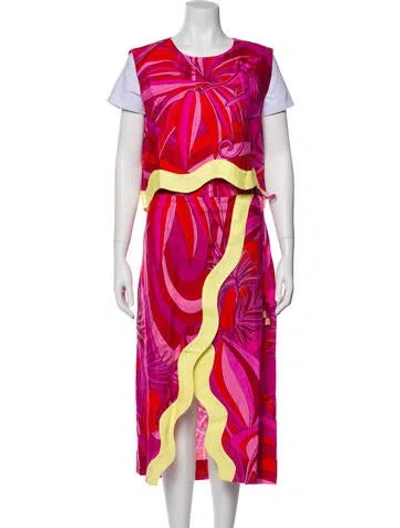 Pre-owned Farm Rio Linen Printed Skirt Set W/ Tags In Pink