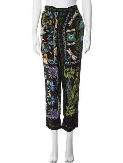 Pre-owned Farm Rio Linen Printed Sweatpants In Black