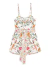 Farm Rio Linen Romper In Multi