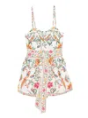 Farm Rio Linen Romper In Multi