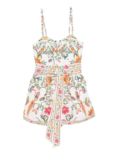 Farm Rio Linen Romper In Multi
