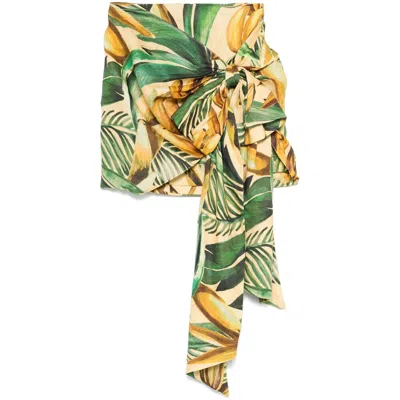 Farm Rio Linen Skirts In Yellow/green