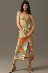 Farm Rio Linen Sleeveless Sweetheart Slim Maxi Dress In Multi